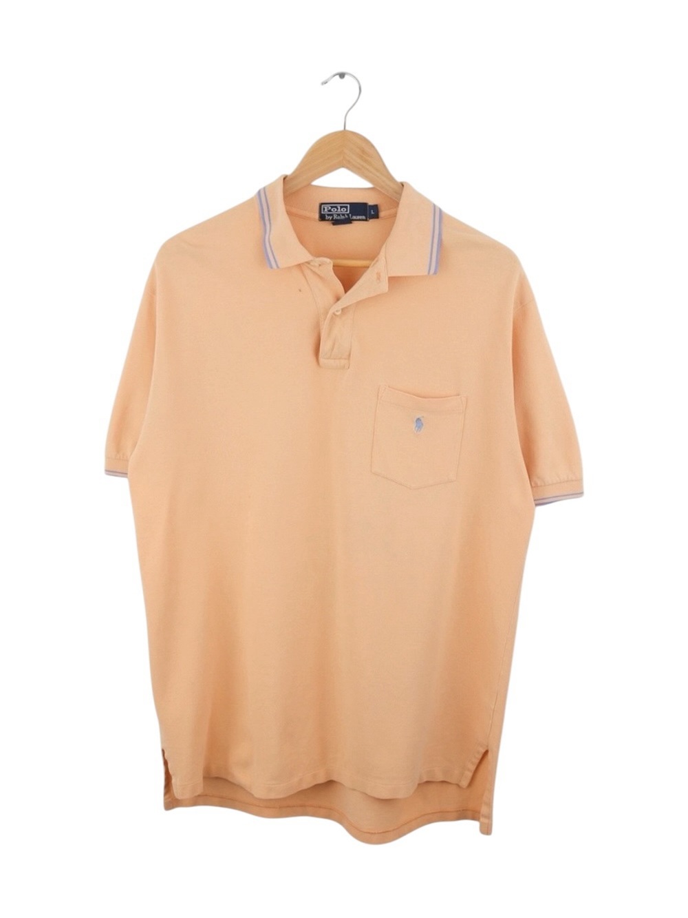Polo Ralph Lauren Men's Polo Shirt Size Large Peach Orange Pastel Pocket Logo - Picture 1 of 4